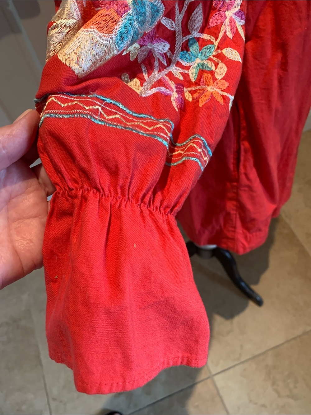 Free People Red Off-Shoulder Embroidered Tunic - Picture 5 of 6